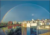  ?? AFP ?? A rainbow appears in the sky after rainfall in Faridabad on Sunday. n
Experts say the heatwave is not likely to return before June 8.