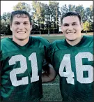  ?? MIKE HUTTON/POST-TRIBUNE ?? Twin brothers Tyler, left, and Max Bukur both play linebacker and have been the leading tacklers for Valparaiso.