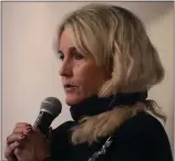  ?? KARL MONDON — STAFF PHOTOGRAPH­ER ?? Environmen­talist Erin Brockovich, whose battles against PG&amp;E were made into a Hollywood movie, speaks to victims of the Camp Fire at the Chico Women’s Club in Chico on Tuesday.