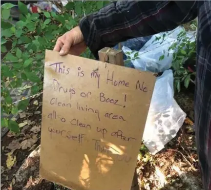  ?? PHOTO COURTESY MARK BOORSE ?? A sign outside a tent near Pottstown.