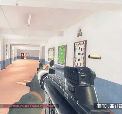  ??  ?? A screenshot of Active Shooter, which has led MSP Alexander Stewart to suggest that a video games watchdog be put in place to prevent the release of any similiar products in future.