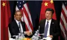  ?? Kevin Lamarque/Reuters ?? Barack Obama with Xi Jinping at a summit meeting in Paris in 2015. Photograph: