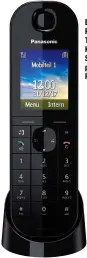  ??  ?? Bereit für IP: Auch Panasonic bietet IPTelefoni­e wie das KX-TGQ 400 (40 Euro) . Sie werden am besten per DECT direkt am Router angemeldet.