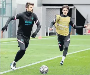  ?? FOTO: FCB ?? Gerard Piqué, a tope ayer
Lleva varios días entrenando con el grupo