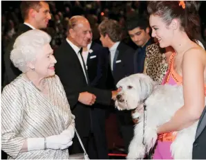  ??  ?? Honour: Meeting the Queen at the Royal Variety Performanc­e