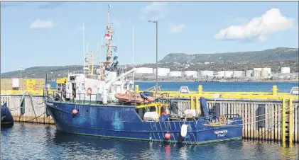  ?? JOE GIBBONS/THE TELEGRAM ?? The Inquisitor is tied up at the newly renovated dock located at the Marine Institute’s Holyrood Marine Base on Friday. After almost a year-and-a-half of constructi­on, the results of the Phase 2A finished product of a new marginal wharf, finer pier, a...