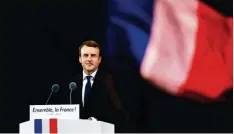  ?? Foto: Patrick Kovarik, afp ?? Emmanuel Macron ist neuer französisc­her Bourges schnitt er besonders gut ab. Präsident. In Augsburgs Partnersta­dt