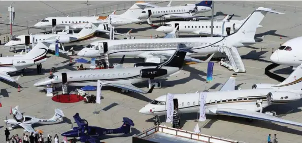  ?? ?? (FILE PHOTO) A LINE-UP OF BUSINESS AIRCRAFT AT MEBAA