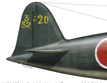  ?? VIN CENT DHO RNE ?? Mitsubishi J2M3 du Kôkûtaï 352 tel qu’il opérait depuis le terrain d’Ômura en mars 1945. Ce “Raiden” modèle 21, codé 352-20 et reconnaiss­able aux éclairs peints sur son fuselage, était la monture personnell­e de l’ev1 Yoshihiro Aoki qui commandait le Bûntaï d’intercepte­urs de ce groupe.