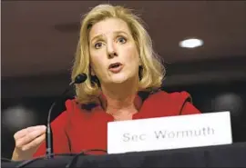  ?? Jacquelyn Martin Associated Press ?? ARMY SECRETARY Christine Wormuth told the Senate Armed Services Committee that budget constraint­s prevent housing fixes from being made promptly.