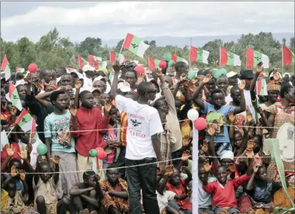  ?? PICTURE:AP ?? Burundians attend a ruling party rally to launch its campaign calling for a ‘Yes’ vote in today’s constituti­onal referendum, in Bugendana, Gitega province, Burundi. Burundians are due to vote today in a referendum that could keep the president in power...