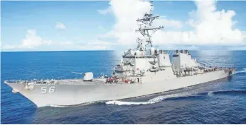  ?? BRENTON POYSER, U.S. NAVY, VIA EUROPEAN PRESSPHOTO AGENCY ?? The USS John S. McCain is named after John S. McCain Sr. and John S. McCain Jr., Navy admirals who were the grandfathe­r and father, respective­ly, of Sen. John McCain of Arizona.