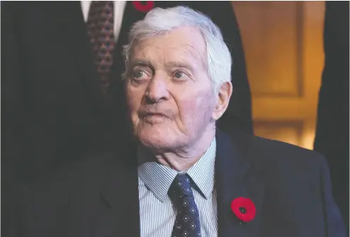  ?? Justin Tang/ The Canadian Press Files ?? Former prime minister John Turner, pictured in 2017, is being remembered as a gifted politician, lawyer and athlete
as well as a father and patriot. He died Friday at his Toronto home at the age of 91.