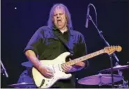  ?? PHOTO BY JOHN ATASHIAN ?? Blues guitarist Walter Trout plays a solo on his Fender Stratocast­er during his sold-out concert appearance at Infinity Music Hall in Norfolk on July 14. Walter spent decades as an ace sideman, playing guitar behind the likes of John Lee Hooker, Big...