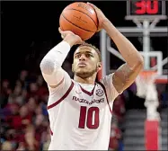  ?? NWA Democrat-Gazette/ANDY SHUPE ?? As many as 13 NBA scouts will be on hand for today’s University of Arkansas men’s game to see Razorbacks 6-11 sophomore Daniel Gafford (pictured) match up against Western Kentucky 6-11 freshman Charles Bassey.