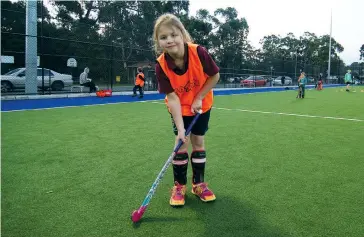  ??  ?? Hockey training has been underway at Bellbird Park for several weeks. Pictured is Sabine Williams refining her skills.