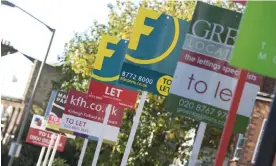  ?? Photograph: Johnny Greig/Alamy ?? ‘To let’ signs dot a street in south London.