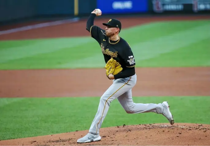  ?? Scott Kane / Getty Images ?? Joe Musgrove looked sharp early for the Pirates before the host St. Louis Cardinals pulled away for a 5-4 vicotry in the season opener.