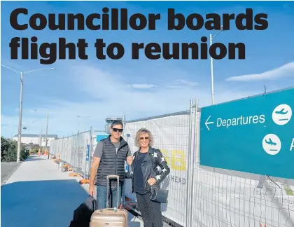  ?? Photo / Supplied ?? Hastings District councillor Damon Harvey outside Napier Airport’s departure lounge with partner Labour MP Anna Lorck.