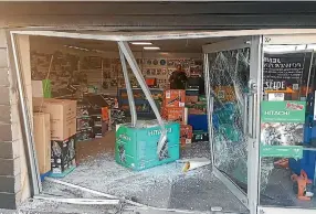  ??  ?? Jemmett’s Powertool Service was ram-raided on May 14.