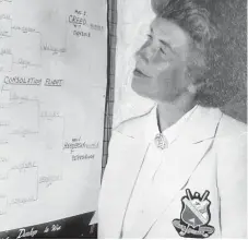  ?? PETERBOROU­GH GOLF AND COUNTRY CLUB ARCHIVES ?? Barb Williamson checks out the draw of the 1960 Ontario Ladies Golf Championsh­ip.