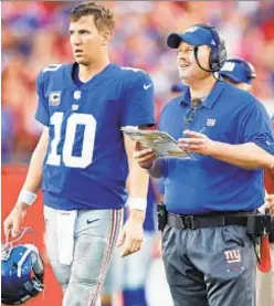  ??  ?? JOE ROBBINS/GETTY Ben McAdoo's handling of Eli Manning last season ultimately cost the coach his job with the Giants.