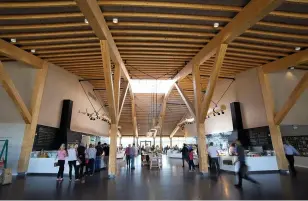  ??  ?? Inside the northbound part of the Gloucester Services on the M5. Right, customers praised the services’ farm shop, selling home-cooked meals and local produce