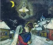  ??  ?? Suggestiva L’opera di Marc Chagall «Nella notte», un olio su tela del 1943, dal Philadelph­ia Museum of Art