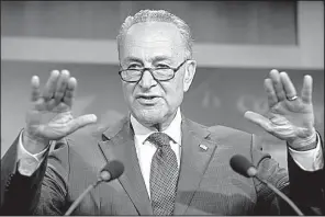  ?? AP/J. SCOTT APPLEWHITE ?? Senate Minority Leader Charles Schumer said Friday about health care that he hoped the two parties could “work together to make the system better” by stabilizin­g marketplac­es.