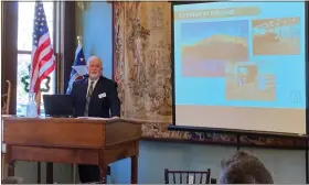  ?? BRYSON DURST — THE NEWS-HERALD ?? City Manager Doug Lewis addresses guests at Painesvill­e’s 2023State of the City breakfast, which was held at Steele Mansion on March 9.