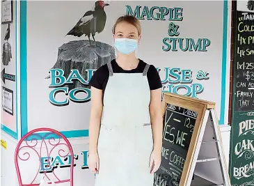  ??  ?? Gemma Oswald. from the Magpie and Stump Bakehouse says business is ticking over with takeway.