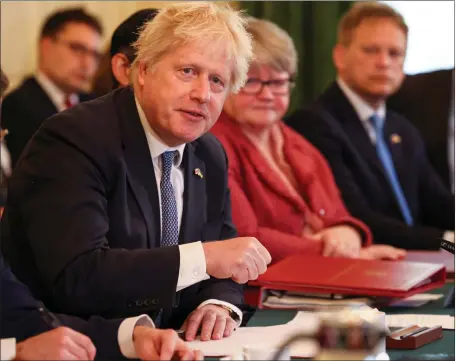  ?? Picture: Henry Nicholls/pa ?? Prime Minister Boris Johnson speaks during yesterday Cabinet meeting at 10 Downing Street