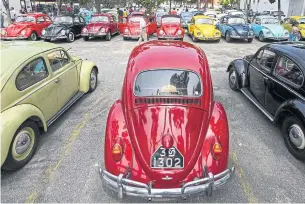  ?? AFP ?? Vintage Volkswagen Beetles are displayed by members of a club dedicated to the iconic automobile during an event in Colombo, Sri Lanka.