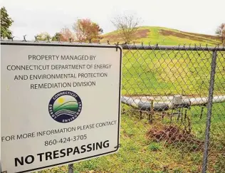  ?? Brian A. Pounds/Hearst Connecticu­t Media ?? The former regional landfill on River Road in Shelton. “The gaseous ‘burping’ that results from the breakdown of trash has reduced, though still needs to be managed,” said DEEP Director of Communicat­ionsWill Healey.