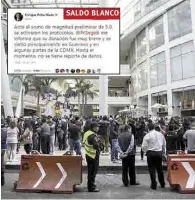  ??  ?? SALDO BLANCO Miedo. En la Ciudad de México, por un momento, se respiró preocupaci­ón, luego del sismo del pasado 19 de septiembre.