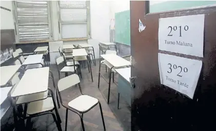  ?? DYN ?? Aulas vacías. El paro docente dejó a los chicos de Provincia con muy pocas clases desde el 6 de marzo.