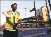  ?? KARL MONDON — STAFF PHOTOGRAPH­ER ?? Rookie Jordan Bell recently became the first Warriors player to tour Chase Center in San Francisco, the team’s next home, as it is being constructe­d.