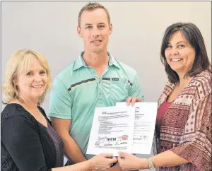  ?? ERIC MCCARTHY/JOURNAL PIONEER ?? Tammy Rix, right, new executive director of the West Prince Chamber of Commerce, discusses a membership drive with Maxine Rennie, CBDC West Prince Ventures, and Chamber president Geoffrey Irving. Rix plans to visit area business people and discuss with...