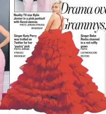  ?? PHOTO: LUCYNICHOL­SON/ REUTERS ?? Singer Bebe Rexha stunned in a red ruffly gown