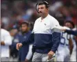  ?? JOHN AMIS - THE ASSOCIATED PRESS ?? Tennessee Titans head coach Mike Vrabel watches play against the Atlanta Falcons during the first half of an NFL football game, Sunday, Sept. 29, 2019, in Atlanta.