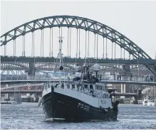  ??  ?? The Fishing For Leave protest on the Tyne yesterday.