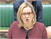  ??  ?? Amber Rudd told MPS yesterday that those responsibl­e would be brought to justice – whoever they were and wherever they were