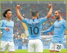  ?? AFP ?? KUN. El delantero inauguró la goleada del City al Cardiff.