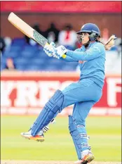  ??  ?? Veda Krishnamur­thy plays a shot against New Zealand during the ICC Women's World Cup match in Derby on Saturday