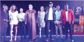  ??  ?? Comedy Central Lagos Audition - The winners and runners-up with the Panel of Judges.