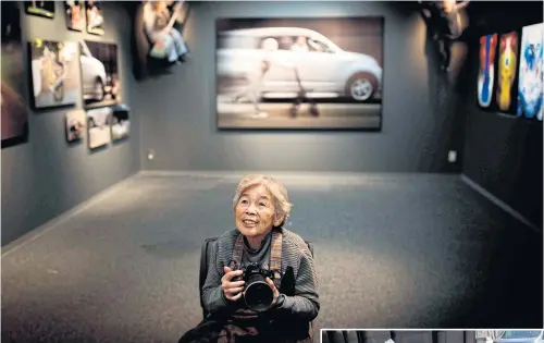  ??  ?? Kimiko Nishimoto on the opening day of her photo exhibition in Tokyo in December.