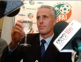  ??  ?? DRINK TO THAT: Mick McCarthy says goodbye in November 2002