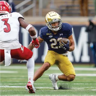  ?? ACC MEDIA ?? Notre Dame running back Kyren Williams ran for 127 yards on 25 carries Saturday against Louisville in South Bend, Ind.