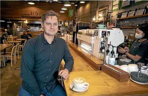  ?? KEVIN STENT/STUFF ?? Richard Corney, of Wellington’s Flight Coffee and The Hangar, says a fair price for a large dinein coffee should be about $6.50 to $7.