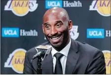  ?? CHRIS CARLSON/AP PHOTO ?? In this Dec. 18, 2017 file photo, former Los Angeles Laker Kobe Bryant talks during a news conference in Los Angeles.